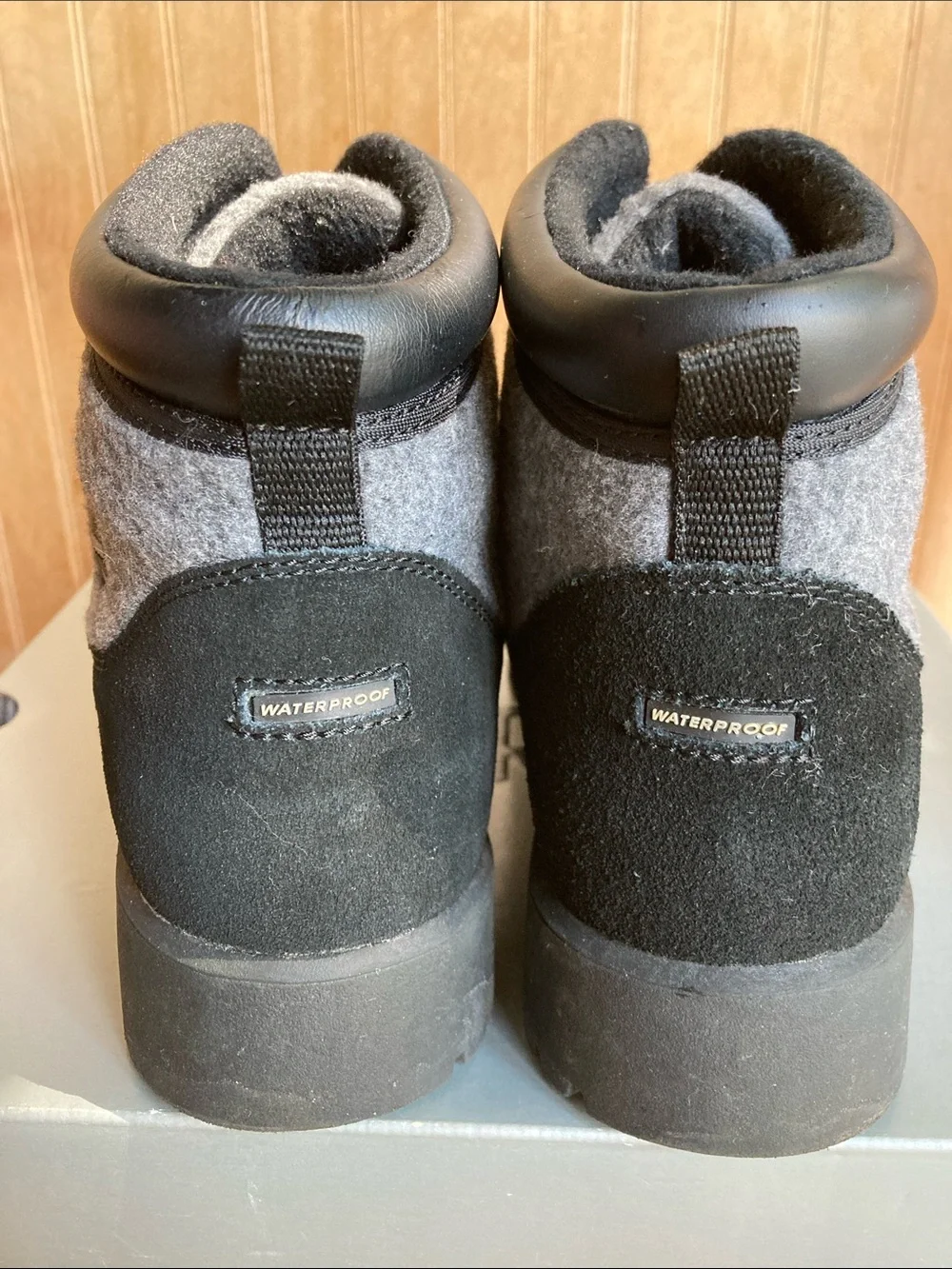 Sporto Black and Gray Suede Wool-Blend Zip Boots - Size 7